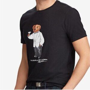 Polo Ralph Lauren Black Tee Shirt Tuxedo Martini Bear Size XL